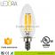 Trade Assurance UL listed 2w 4w 6w 360 degree Dimmable Filament E12 E14 led candle light bulb