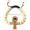 New Good Quality Wood ANKH CROSS Piece Adjustable Hip Hop Wood Bracelet