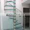 indoor modern laminated glass tread spiral stairs for attic