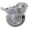 Swivel/Swivel Brake Institutional Bolt Hole Castor Fitted with Rubber Wheel, Metal Rim, Roller Bearing