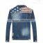 manufacturer china American flag cutline men denim vintage teenager jeans jacket
