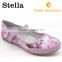 flat round toe buckle strap flower print thread girl ballet kid loafer shoes