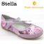 flat round toe buckle strap flower print thread girl ballet kid loafer shoes