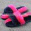 Wholesale Women Fashion sheep Fur slipper on Real Fur Trim Shoes for lady
