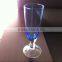 Hot sale hand made shot stem champagne combalt blue color glass flute