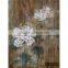 High Quality Wooded Home Decoration Blooming Flower Handmade Flower painting Art Wall Oil Painting on board BM026