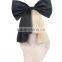 Synthetic white short straight special half and half color wig with black bow N454