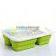 Custom Design 3 Compartment Silicone Foldable Food Containers
