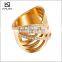 Women Luxcry goleden crystal spiral design stainless steel rings