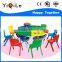 Elegant shape YQL hot sale PE / Particle board nursery shool desk and chair
