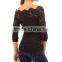 Scallop Neckline women Long Sleeve elegant lace tops blouses ,apparel woman