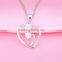 2016 trending product sterling silver cubic zirconia heart shape pendant necklaces