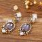 Alloy with gold plated Big purple crystal 2016 South America jewelry earrings X83