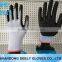 nylon knitted black latex coated wrinkle finish palm working gloves
