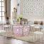stainless steel frame square table with LED light for wedding party