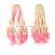 Hot Selling New Fashion Womens Anime Long Blonde Wavy Curly Wig Hair Cosplay wig