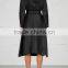 Wholesale Ladies Apparel Fashion Dropped Shoulders Pleated Black Linen Coat(DQE0345C)