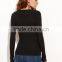 Black V Neck Zipper Ribbed Sweater Cotton Polyester Long Sleeve Pullovers Tight Sweater