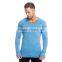 Longline blue tri blend t shirt slub t shirt custom logo gym fitness t shirt
