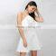 Halter neck women's frill skater dress 2018 white falbala short prom dresses
