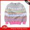 Comfortable Funny Christmas Pattern Warm New Design Knitted Kids Pullover Sweater for Girls