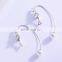 Women Fashion 925 Silver Color Pearl Drop Zircon Earrings