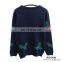 100% Cotton Royal Blue Reindeer Leaf Print Christmas Jumper