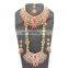 Beautiful Indian Style Colorful Pink Pearl & Gold Raani Necklace with Earring Tikka