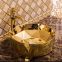 Bathroom sanitary ware chaozhou ceramic round shape wash art shining luxury countertop wash basin with golden decal