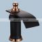 Luxury black color bathroom three holes Basin Faucet waterfall dual handles basin mixer tap