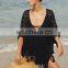 Summer Free Size knitted Tunic Tassel Holiday Dress Swimwear V-neck Swimsuit Beach Solid Color Cover Up UK