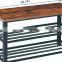 Living room custom metal and wooden shoe rack bench 2 tier iron steel shoe rack online for sale simple designs