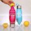 Outdoor sports plastic H2O fruit infuser water bottle Lemon juice water bottle