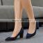 luxury navy blue pumps tip head office lady shoes
