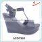 Latest design china cheap women shoes summer snake print wedge buckle sandals
