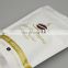Wholesale manufacturer white matte stand up coffee packaging with zipper coffee bag