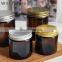 Custom wholesale unique luxury aluminum gold black silver lid candle making clear amber empty glass candle jar with lid