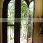 Fancy French Double Entry Security Arched Top Craftsmanship Scrolls Design Exterior Wrought Iron Front Door With Glass