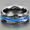 8mm Men Black Stainless Steel Ring Carbide & Abalone Shell Inlay Ring Wedding Band Fashion Men Accessories