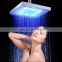Square 8 inch Led Rain Shower Head Temperature Sensor 3 Colors Changing 12 Led beads Shower Head
