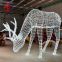 outdoor customized iron frame  3D animal reindeer with sled Christmas motif lights for Christmas decorations