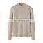 Plus Size 100% Goat Cashmere Knit Pullover Half High Collar Casual Winter Pure Cashmere Sweater with Crew Neck Logo on Front