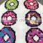 Custom emoji doughnut pattern jacquard knitted winter hat beanie neck scarf magic gloves set for kids and girls