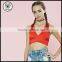 Women Wear Strappy-Back Red Crop Top