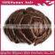 Brown curly remy hair Super invisible thin skin V-loops hair replacement system for men
