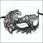 Luxury Elegant Besouro Silver Metal Laser Cut Mask with Rhinestones Crystal
