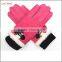 ladies and gril pink gift sheepsuede leather gloves with knit wrist lining polyester