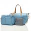 DB10001 Reshine Fashion Diaper Handbag Organizer PU Leather Trim Durable Canvas Diaper Bag