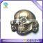 custom metal antique silver nickel plating skull badge