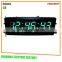 High brightness 3" green led digital calendar clock with temperature for supermarket,bus station, Railway station